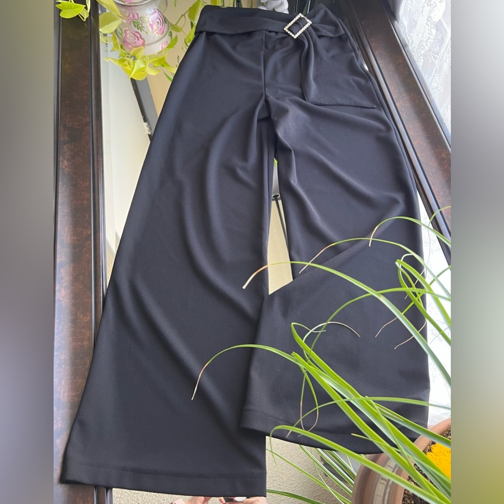 Crece Medium Black Wide Leg Palazzo Pants/Pantalon Falda Palazo Negro
